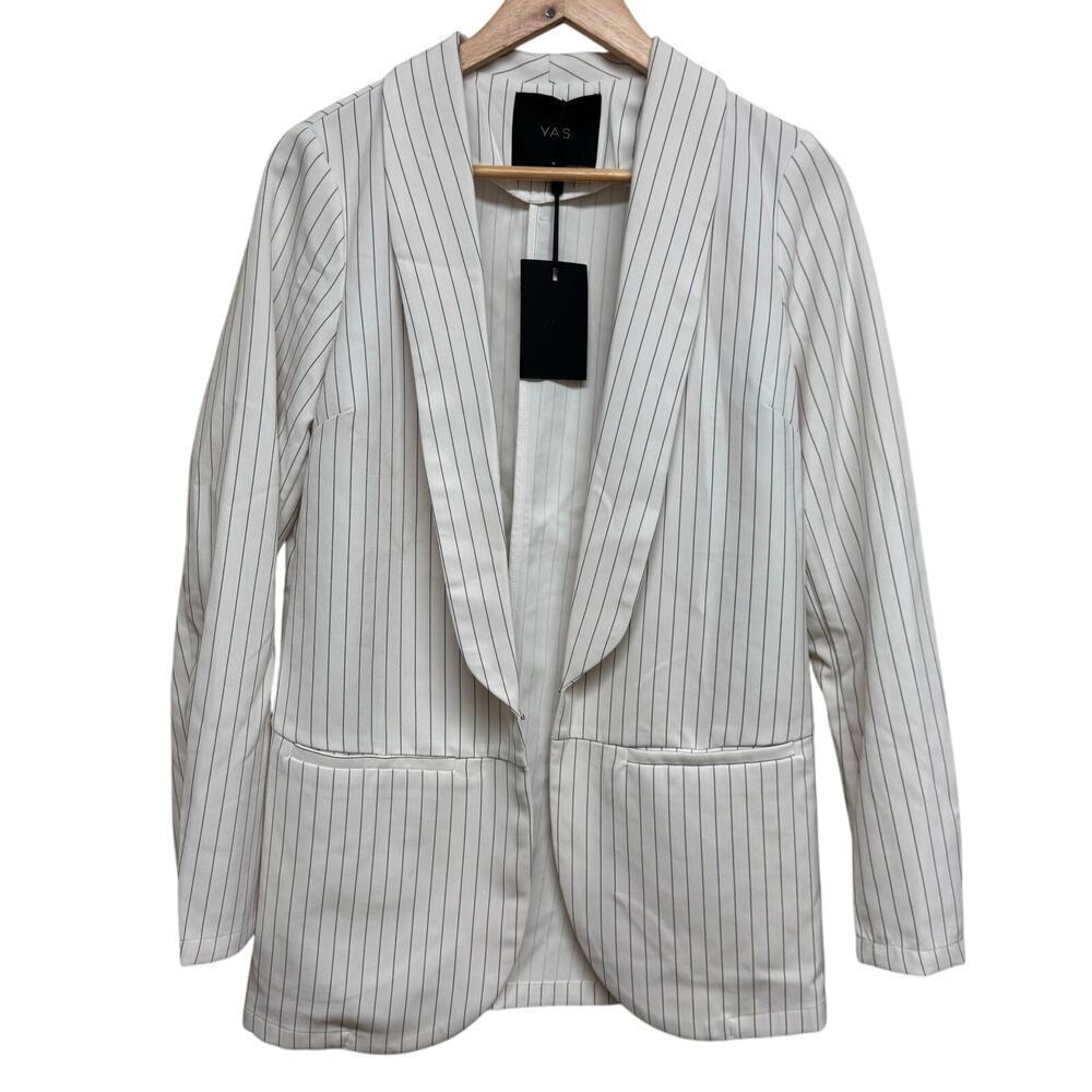 Y.A.S YASLIVA Loose Blazer Star White Pinstripe Size M NWT
